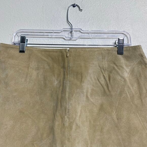 Eye Candy Cream Suede Leather Vintage Mini Skirt Sz 11 - Picture 6 of 9